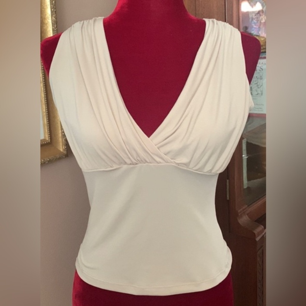 Y2K 90s CHEROV Gathered Empire Waist  V-Neck Top